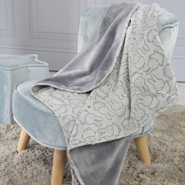 Pătură pentru copii gri din bumbac 80x80 cm Miffy – Roba-image-1