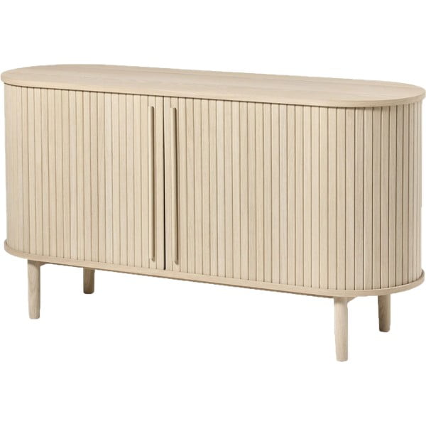 Comodă în culoare naturală cu aspect de lemn de stejar cu ușă glisantă 140x76x45 cm Meta – Unique Furniture