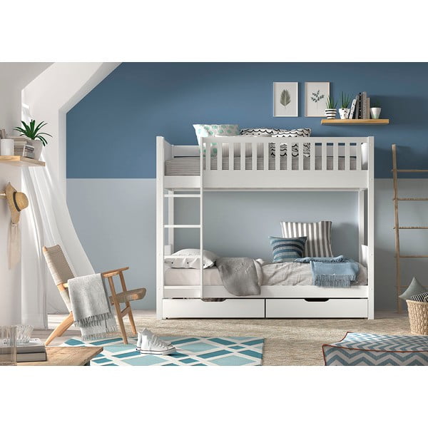 Pat pentru copii supraetajat alb 90x200 cm Scott - Vipack-image-4