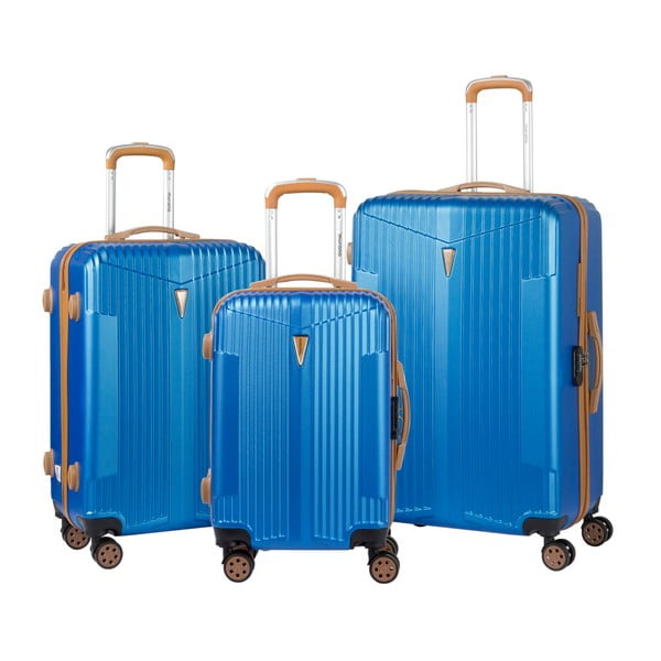 Set 3 valize cu roți Murano Europa, albastru