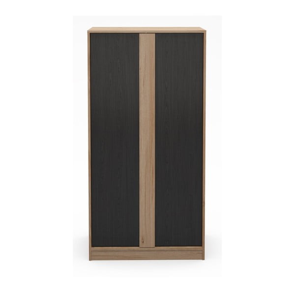 Șifonier negru/în culoare naturală cu aspect de lemn de stejar 90x180x53 cm Dennis – Marckeric