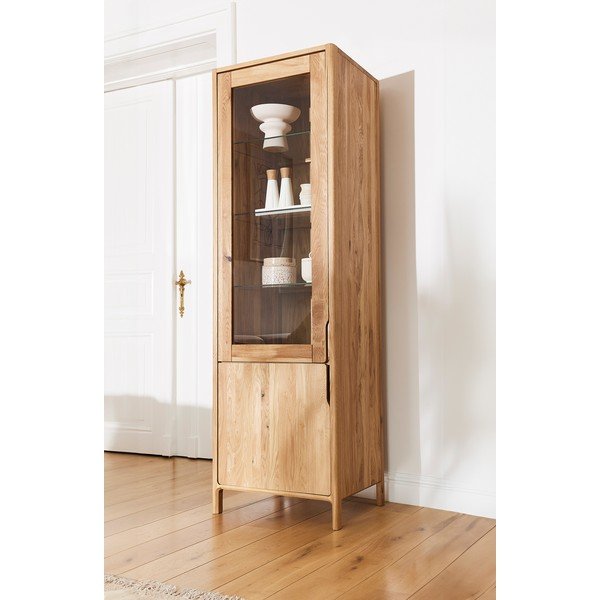 Vitrină în culoare naturală din lemn   de stejar 59x188 cm Twig – The Beds-image-1