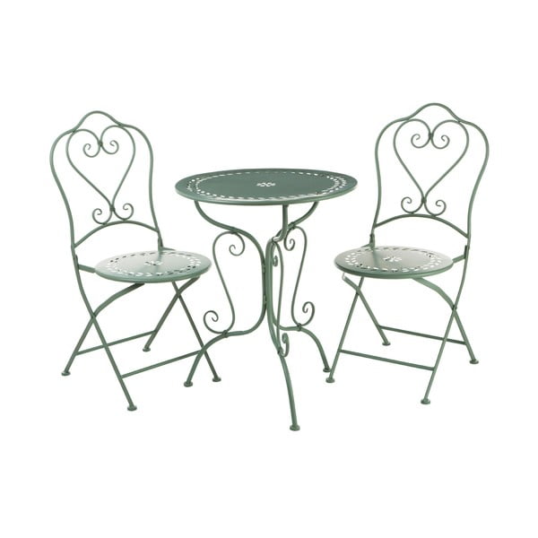 Set masă și 2 scaune pliabile de grădină Premier Housewares Jardin, verde