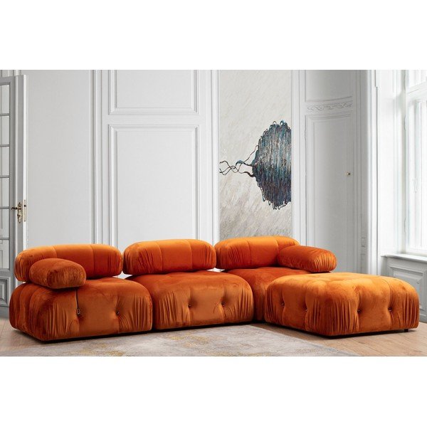 Modul pentru canapea portocaliu cu tapițerie din catifea (partea dreaptă) Bubble – Artie-image-4