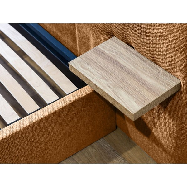 Pat matrimonial galben ocru tapițat cu spațiu de depozitare cu somieră 160x200 cm Blandine – Bobochic Paris-image-4