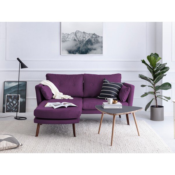 Canapea cu 3 locuri Mazzini Sofas Elena, cu șezlong pe partea stângă, mov închis-image-1