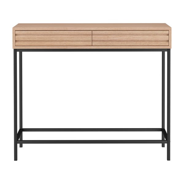 Masă consolă în culoare naturală cu blat cu aspect de lemn de stejar 35x90 cm Celine – Støraa-image-3