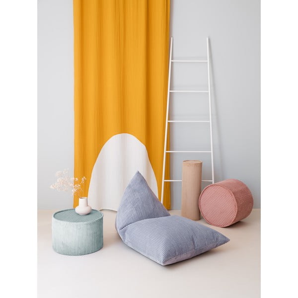 Fotoliu puf pentru copii albastru cu tapițerie din catifea reiată Big Lounger – Wigiwama-image-1