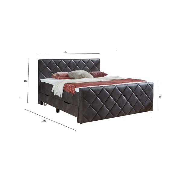 Pat boxspring negru cu spațiu de depozitare 180x200 cm Chester – Rojaplast-image-4