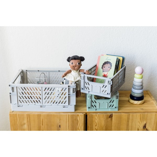 Cutii de depozitare din plastic gri verde 3 buc  - Kindsgut-image-3