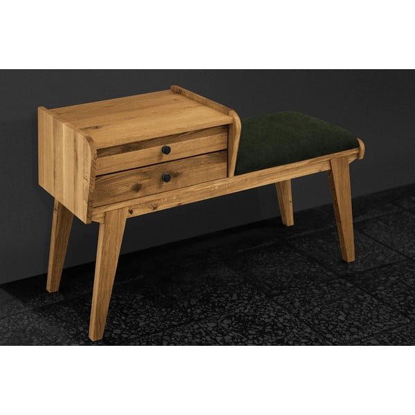 Bancă din stejar cu sertare cu șezut verde Retro - The Beds-image-3