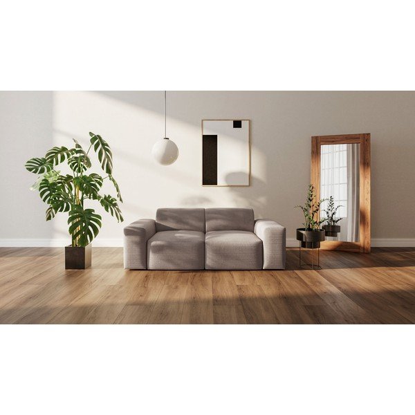 Canapea bej cu tapițerie din catifea reiată  205 cm Fluvio – MESONICA-image-1