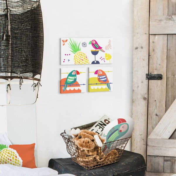 Tablou pentru copii 27x27 cm Pretty Parrots – Moshi Moshi-image-1