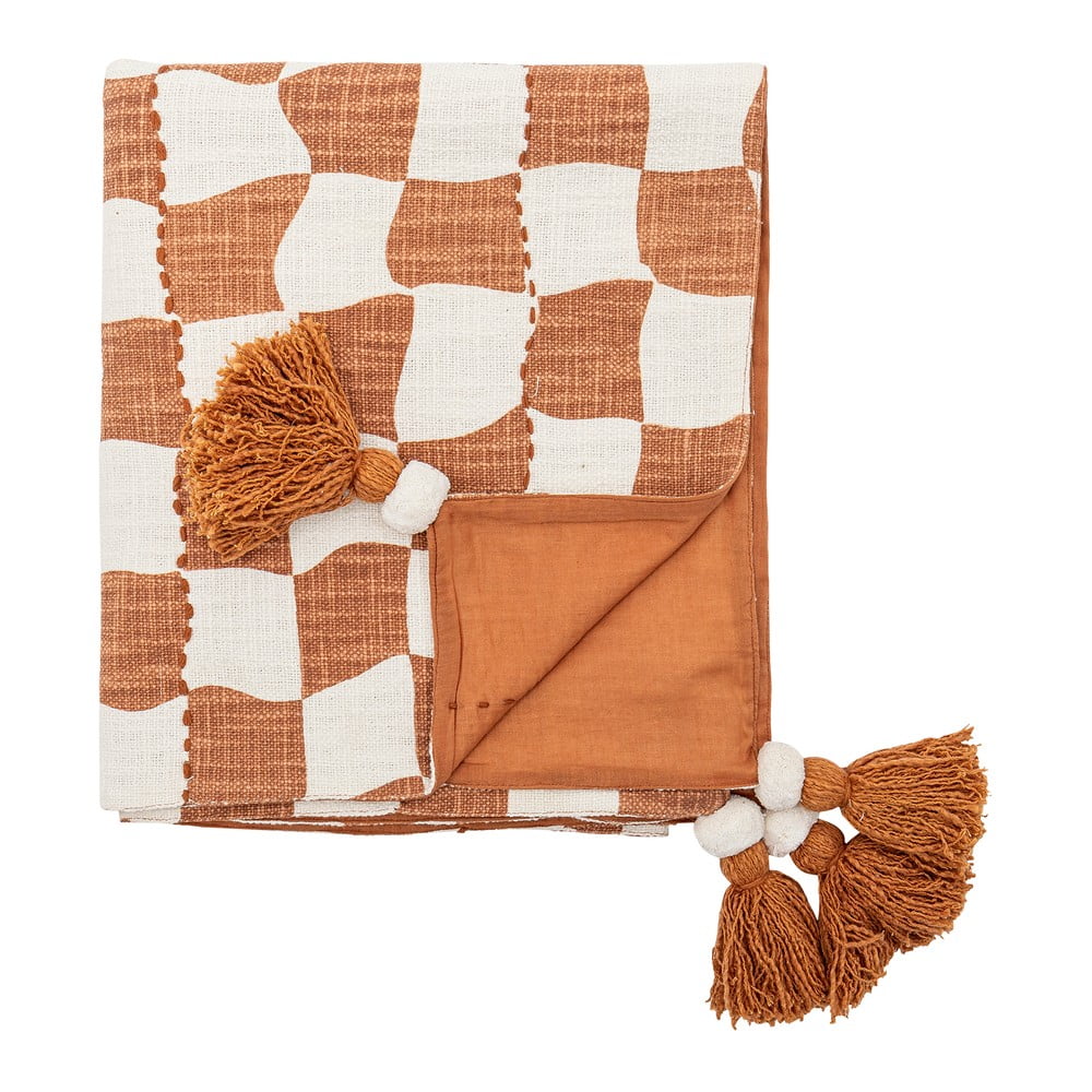 Pătură maro/bej din bumbac 130x150 cm Chola – Bloomingville