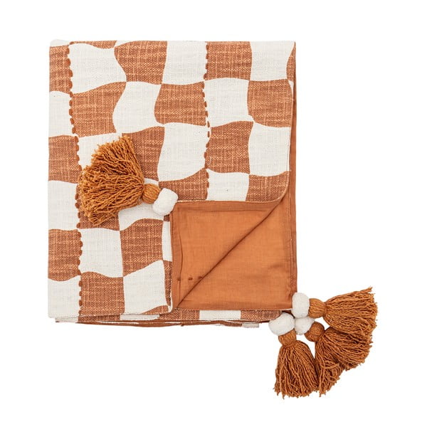 Pătură maro/bej din bumbac 130x150 cm Chola – Bloomingville-image-4