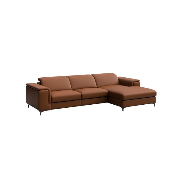 Colțar maro coniac cu tapițerie din piele (colț pe  partea dreaptă) Brito – MESONICA-image-2