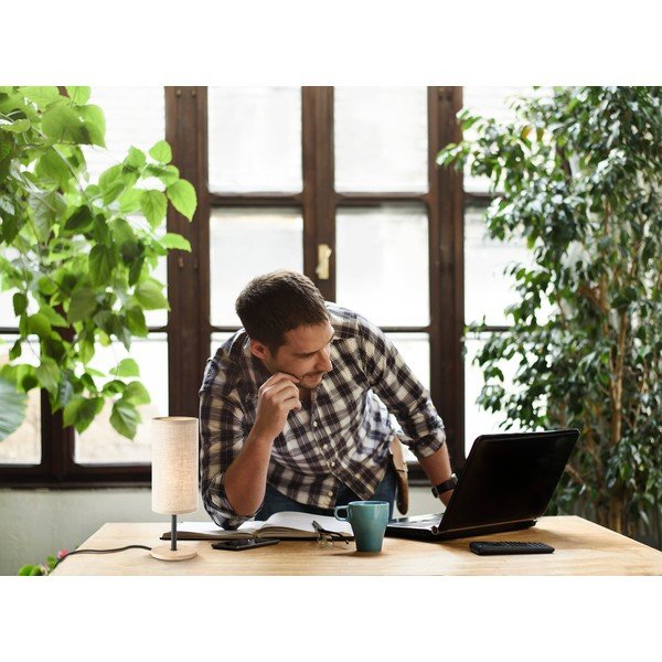 Veioză neagră/în culoare naturală cu abajur textil (înălțime 30 cm) Kira – Fischer & Honsel-image-1