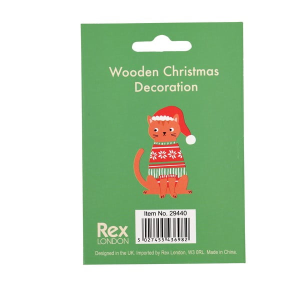 Ornament de Crăciun din lemn 5 cm Ginger Cat – Rex London-image-4
