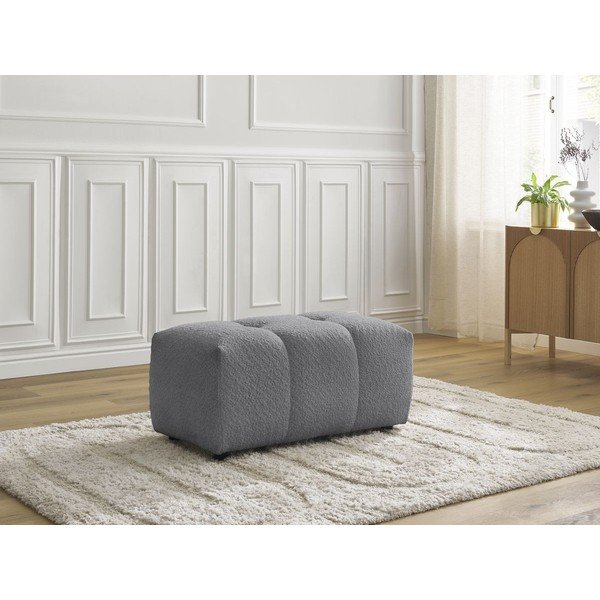 Taburet gri cu tapițerie din țesătură bouclé Roxelane – Bobochic Paris-image-1