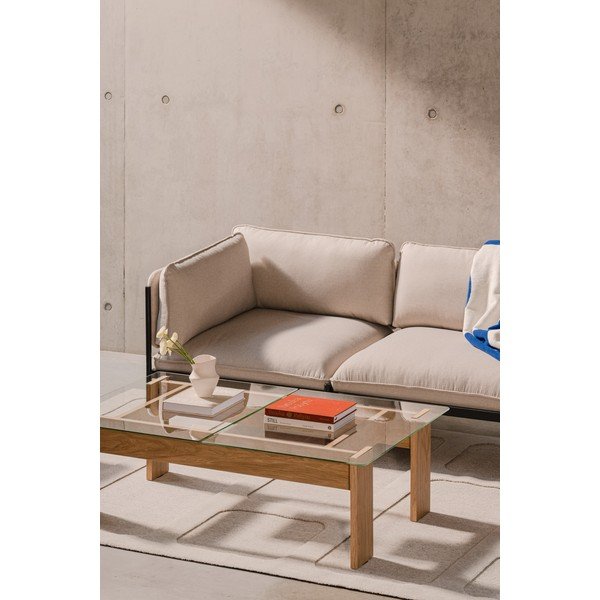 Măsuță de cafea în culoare naturală cu blat din sticlă 86x132 cm Naiko – noo.ma-image-3