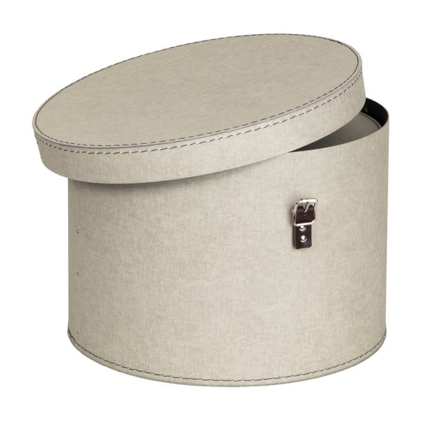 Cutii de depozitare bej 2 buc. din carton cu capac ø 37,5x25 cm Rut Canvas Paper Laminate – Bigso-image-3