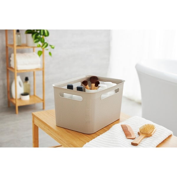 Coș de depozitare bej din plastic reciclat Brisen - Rotho-image-4