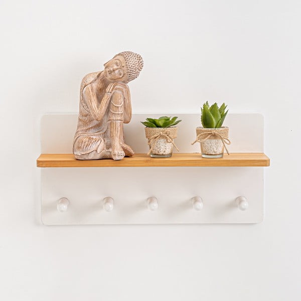 Cuier de perete alb cu raft – Casa Selección-image-1