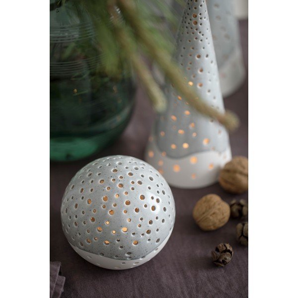 Sfeșnic din porțelan chinezesc pentru Crăciun Kähler Design Nobili, ⌀ 14 cm, gri-image-1