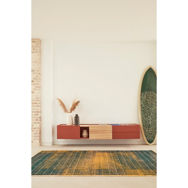 Comodă TV cărămiziu-natural cu aspect de lemn de stejar 180x45 cm Otto – Teulat-image-1