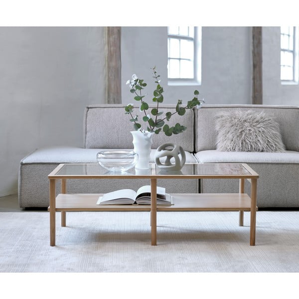 Măsuță de cafea în culoare naturală din sticlă 60x120 cm Elba – Unique Furniture-image-1