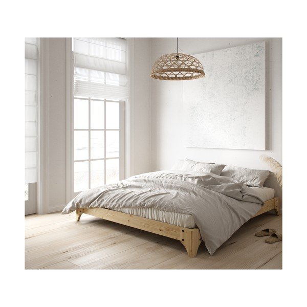 Pat dublu din lemn de pin cu saltea Karup Design Elan Double Latex Black/Black, 160 x 200 cm-image-4