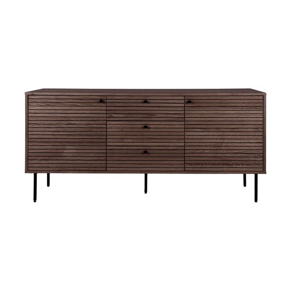 Comodă maro închis joasă cu aspect de lemn de stejar 150x74 cm Kyoto – House Nordic