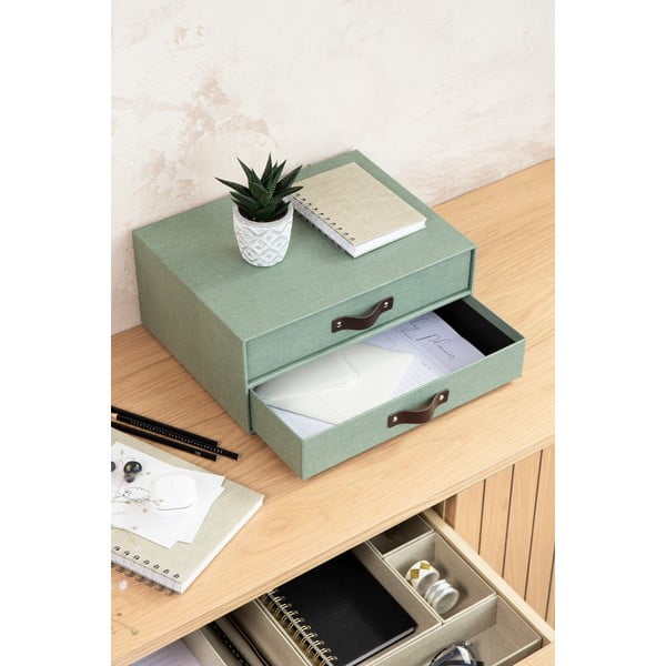 Organizator verde pentru sertar din carton Birger Canvas Paper Laminate – Bigso-image-1