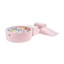 Teren de joacă din spumă roz 4 buc. din catifea înălțime 30 cm 225x90 cm Montessori – Meowbaby