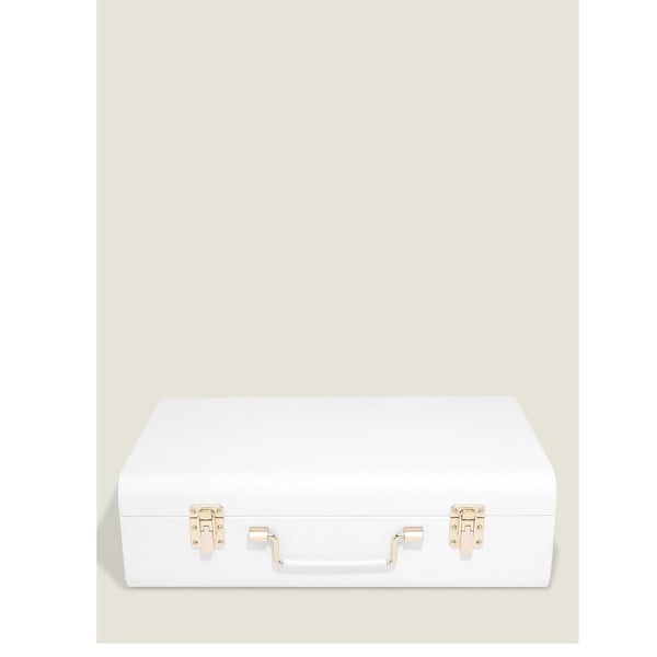 Cutie de depozitare albă din piele artificială decorativă 50x30x15 cm – Stackers-image-1