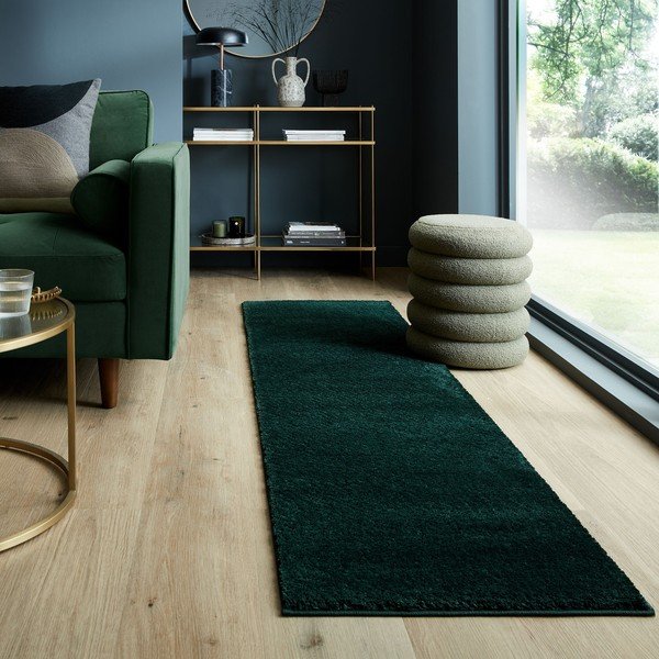Covor tip traversă verde închis din fibre reciclate 60x230 cm Sheen – Flair Rugs-image-1