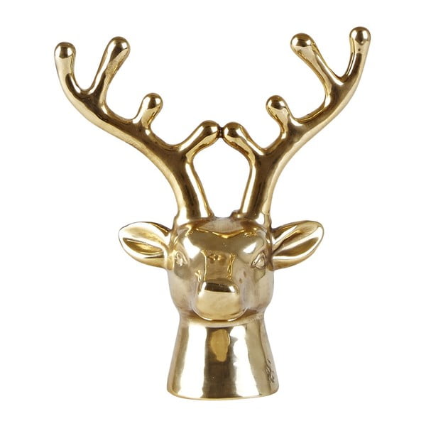 Statuetă decorativă KJ Collection Reindeer Gold Head, 13,5 cm
