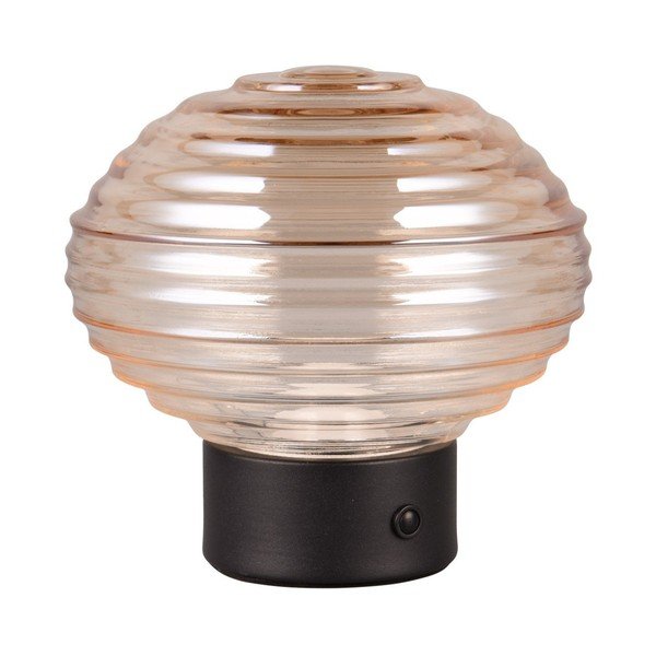 Veioză neagră/bej LED cu intensitate reglabilă cu abajur din sticlă (înălțime 14,5 cm) Earl – Reality