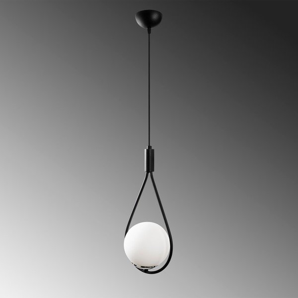 Lustră neagră-albă cu abajur din sticlă Mudoni – Opviq lights-image-3