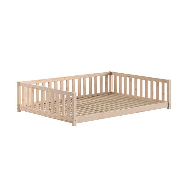 Pat pentru copii  în culoare naturală cu extensie suplimentară din lemn de pin cu spațiu de depozitare cu somieră 140x200 cm Dallas – Vipack-image-3