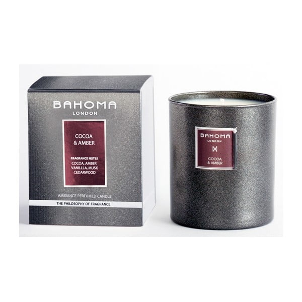 Lumânare parfumată Bahoma, aromă de cacao și ambră, 75 ore