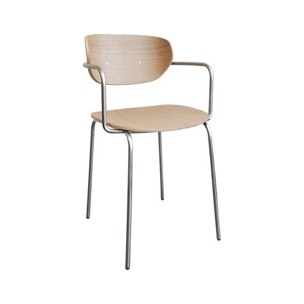 Scaun de dining în culoare naturală deschisă cu cotiere/stivuibil din metal Arch – Hübsch