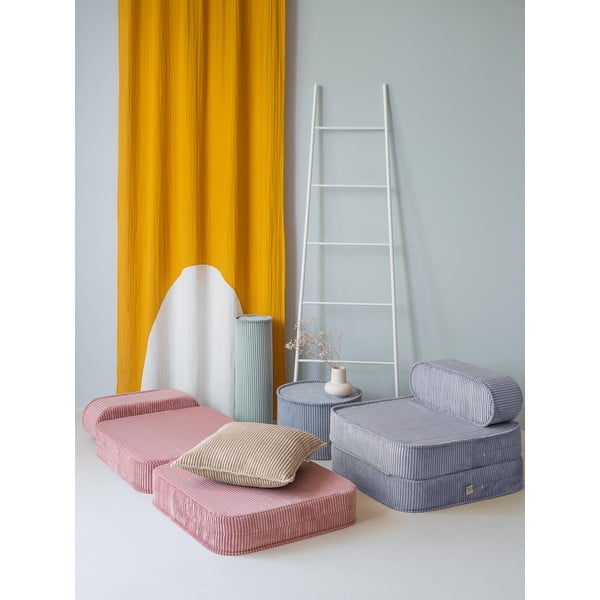 Fotoliu de copii albastru cu tapițerie din catifea reiată Flip – Wigiwama-image-1