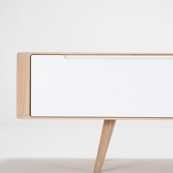 Comodă TV din lemn de stejar Ena, 225 x 55 x 45 cm-image-3