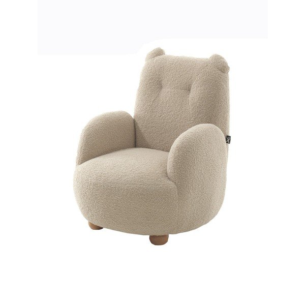 Fotoliu de copii bej cu tapițerie din țesătură bouclé Rocky – Vipack