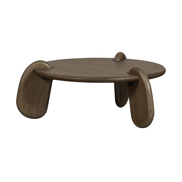 Măsuță de cafea maro rotundă cu blat cu aspect de lemn de nuc ø 100 cm Imbue – BePureHome-image-1