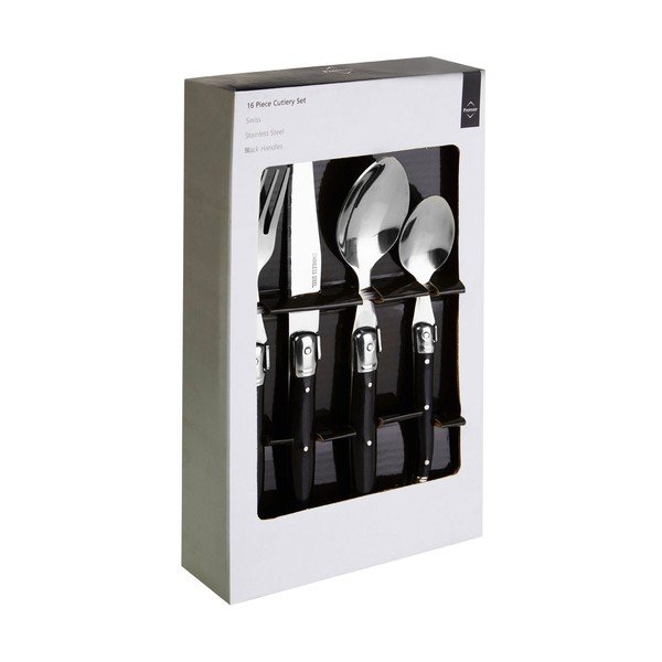 CUSTOM PT tacâmuri negru din oțel inoxidabil 16 buc. Swiss – Premier Housewares-image-1