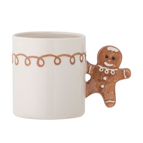 Cană crem din gresie 350 ml  cu model de Crăciun Ginnie – Bloomingville