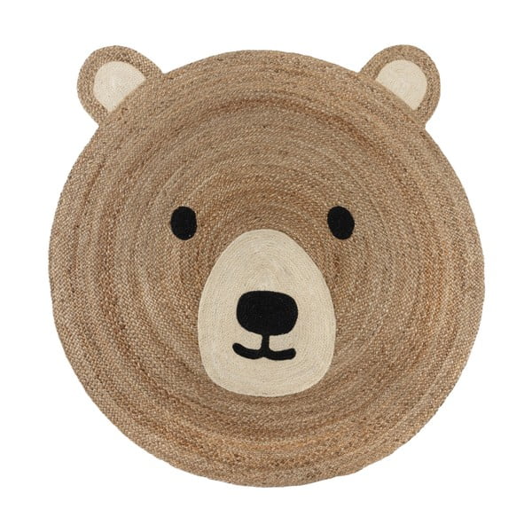 Covor pentru copii în culoare naturală din iută 100x100 cm Bertie Bear – Flair Rugs