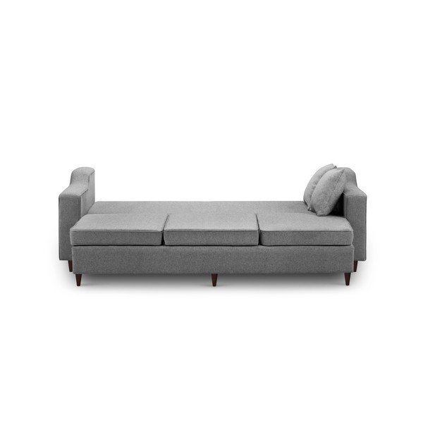 Canapea extensibilă cu 3 locuri și spațiu de depozitare Mazzini Sofas Narcisse, gri închis-image-1